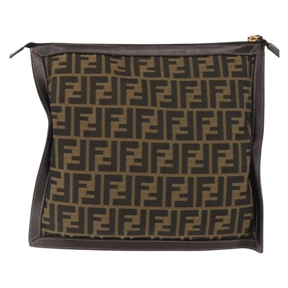 FENDI Zucca Canvas Pouch Black Brown Auth - Picture 3 of 15